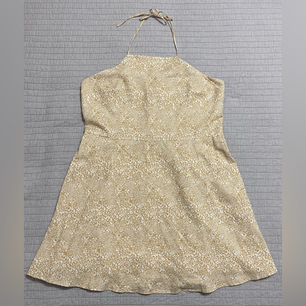 Gap Natural Cheetah Print Halter Neck Mini Dress Size 18 - Picture 1 of 11